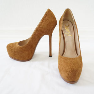 Yves Saint Laurent Camel Suede Platform Pump